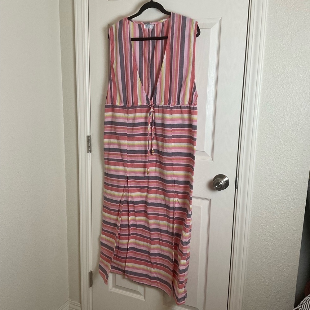 4Our Dreamers Anthropologie Striped V-Neck Maxi Dress Size Large - Picture 3 of 11